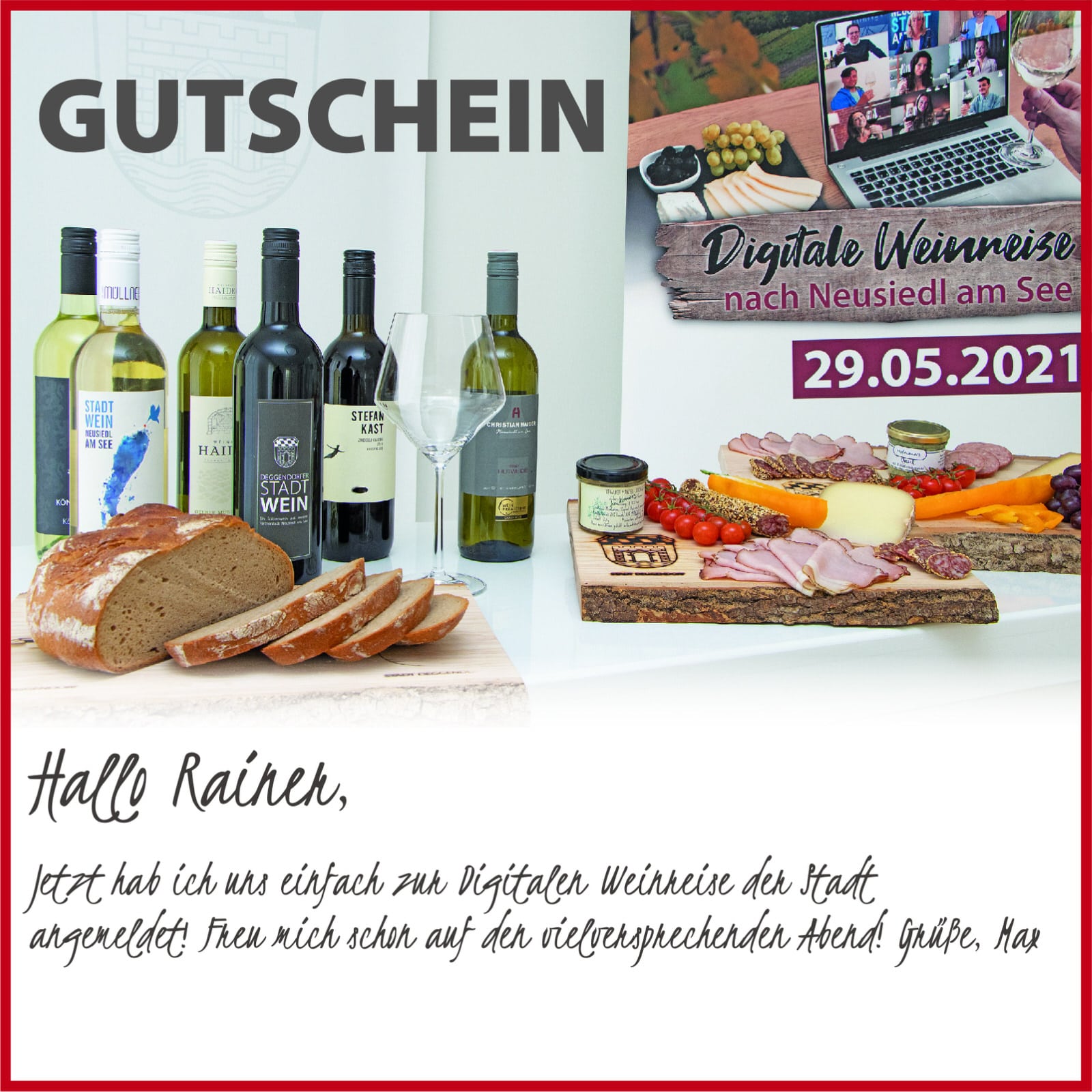 Digitale Weinverkostung nach Neusiedl am See - Geschenkkarte